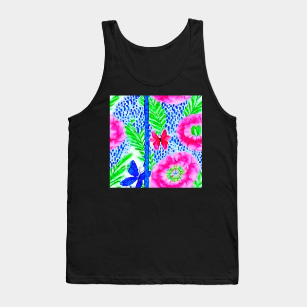 Neon colours floral watercolor pattern Tank Top by SophieClimaArt